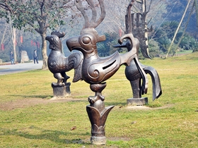 文化遗址博物馆铜质十二生肖景观立体雕塑