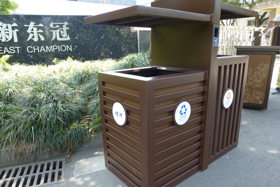 仿古经典风格钢木垃圾桶4