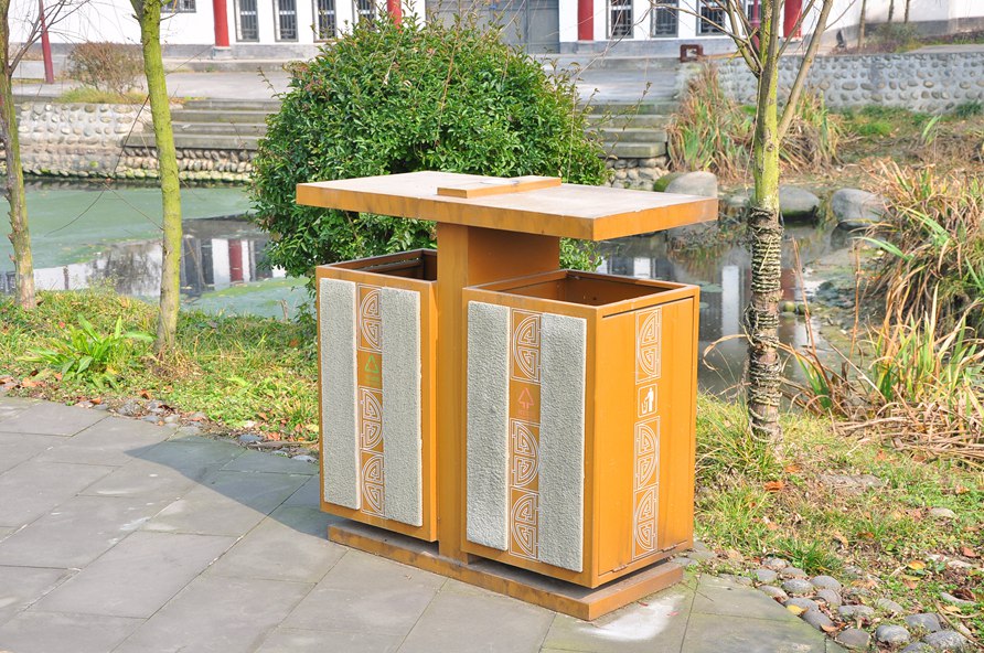 乡村旅游特色钢木垃圾桶2
