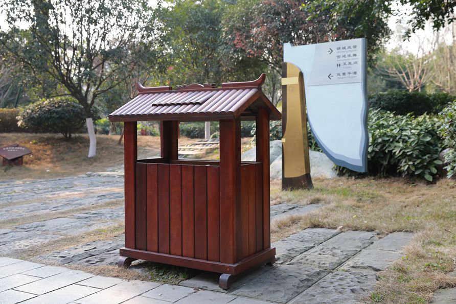 中国风定制钢木垃圾桶